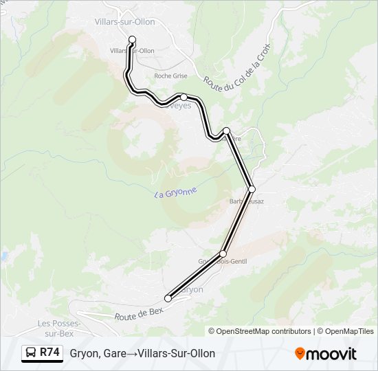 R74 Bus Line Map