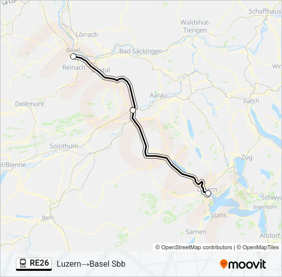 Plan de la ligne RE26 de train