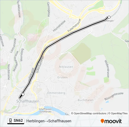 Bahnlinie SN62 Karte