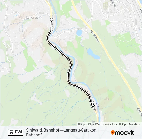 Plan de la ligne EV4 de bus