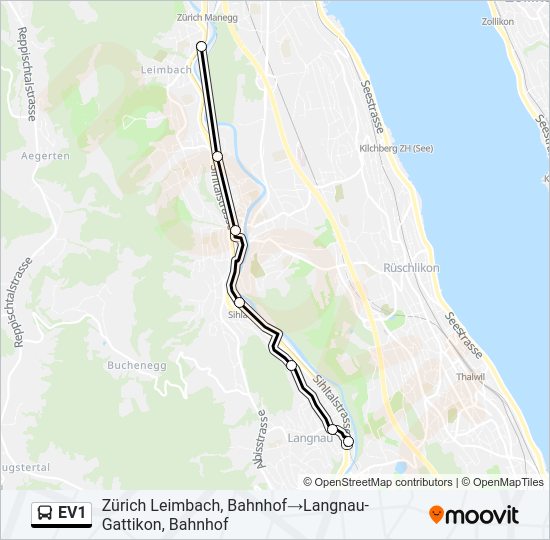 EV1 Bus Line Map
