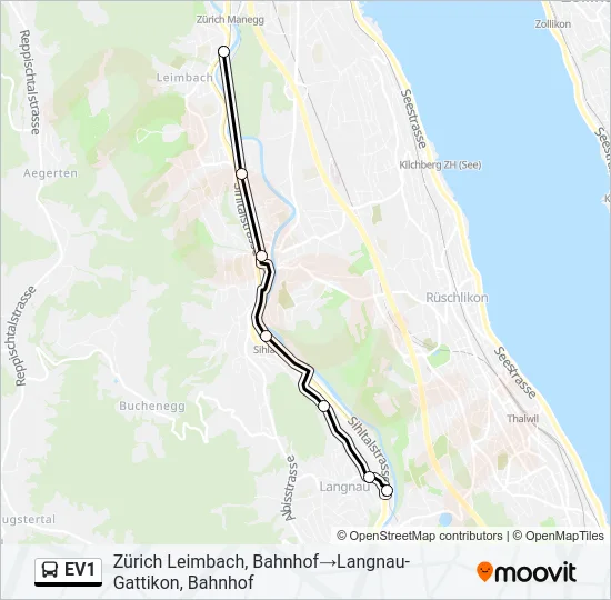 EV1 Bus Line Map