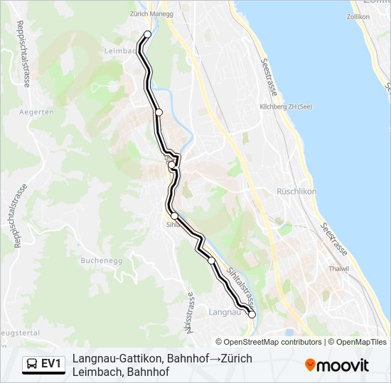 EV1 Bus Line Map