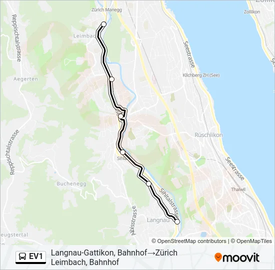 EV1 Bus Line Map