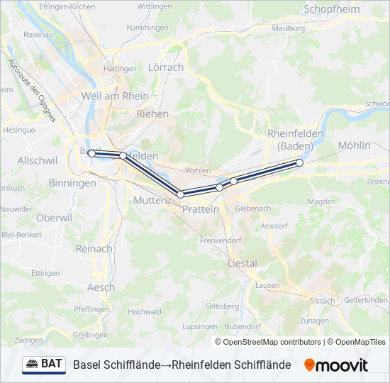 Plan de la ligne BAT de ferry