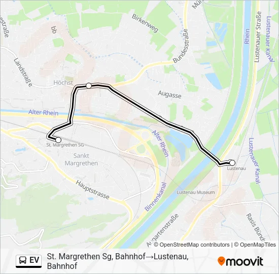 Plan de la ligne EV de bus