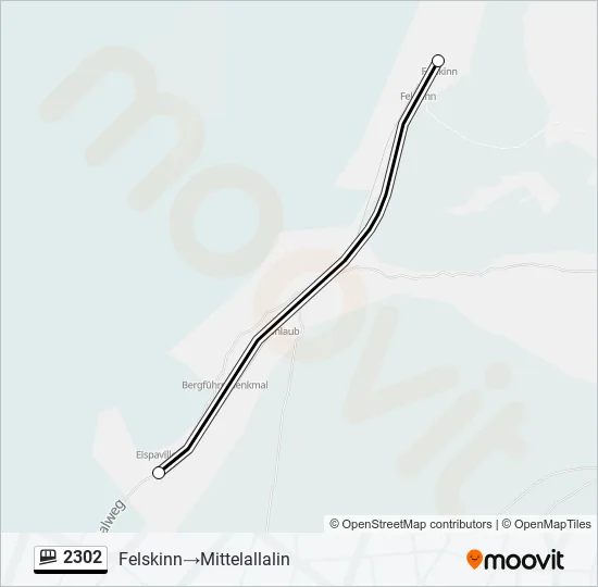 Plan de la ligne 2302 de funiculaire