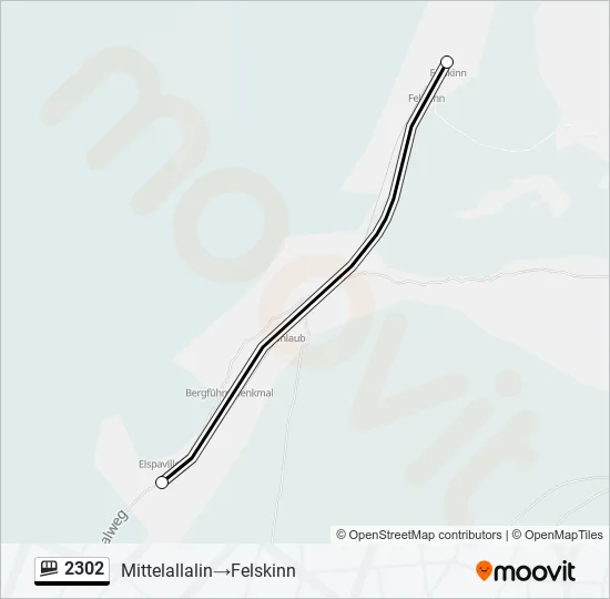 Plan de la ligne 2302 de funiculaire