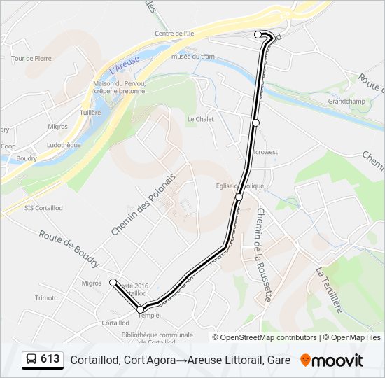613 Bus Line Map