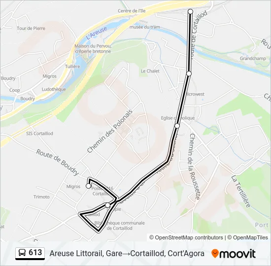 613 Bus Line Map