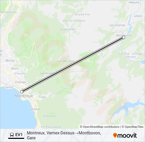 EV1 Bus Line Map