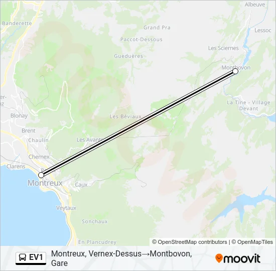 EV1 Bus Line Map