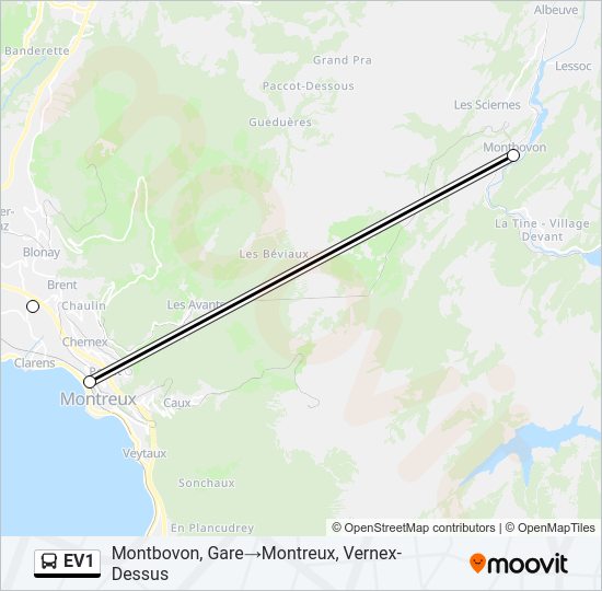 EV1 Bus Line Map