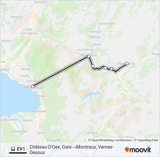 EV1 Bus Line Map