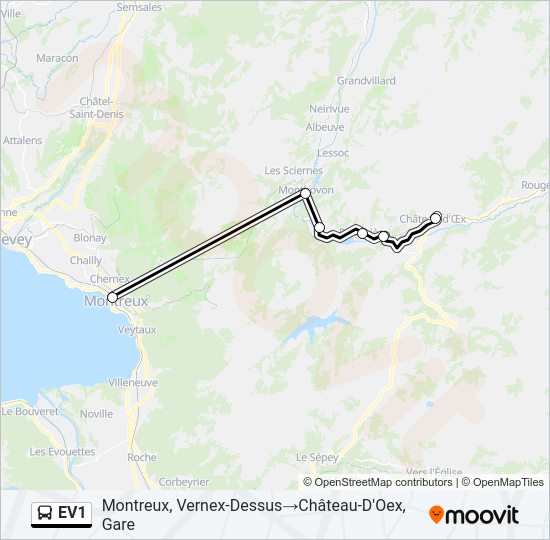 EV1 Bus Line Map