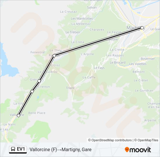 EV1 Bus Line Map