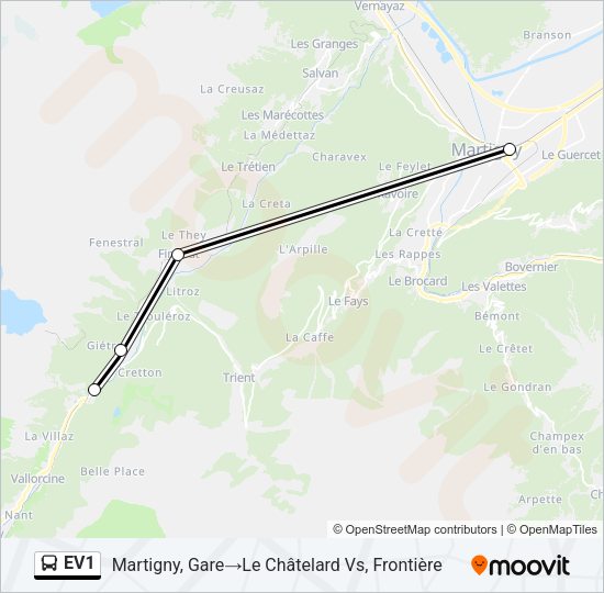 EV1 Bus Line Map