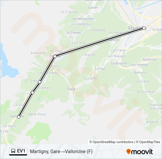 EV1 Bus Line Map