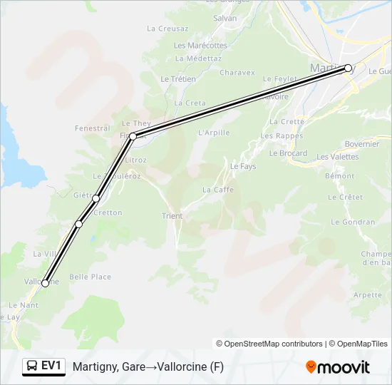 EV1 Bus Line Map