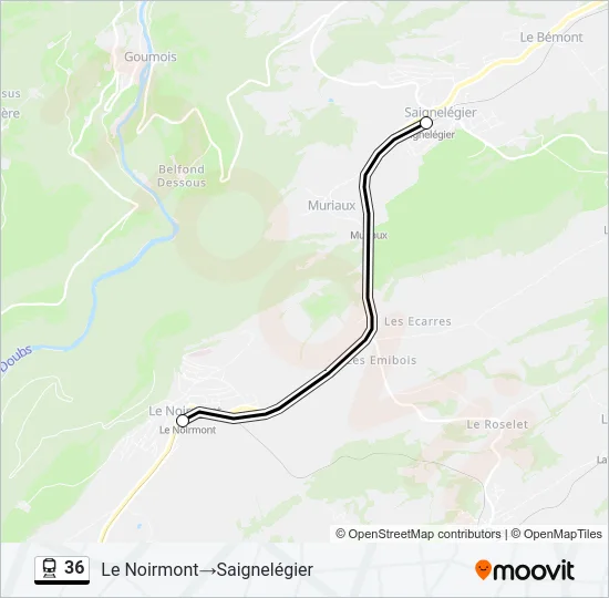 Plan de la ligne 36 de train