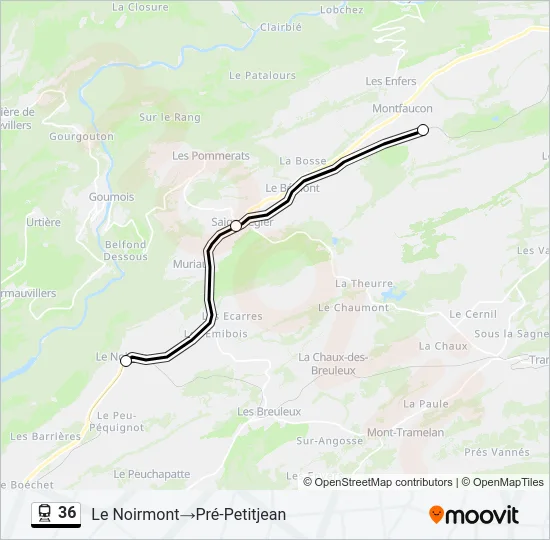 Plan de la ligne 36 de train