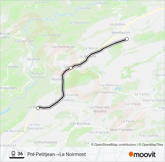 Plan de la ligne 36 de train
