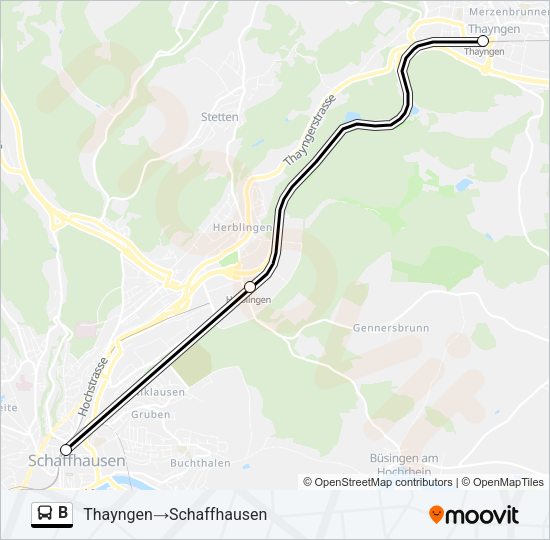 B Bus Line Map