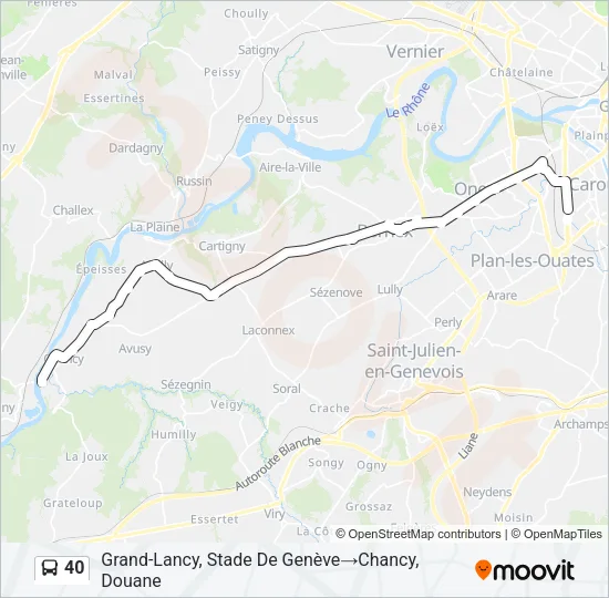 Plan de la ligne 40 de bus