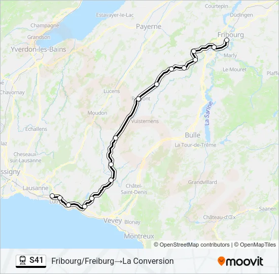 Plan de la ligne S41 de train
