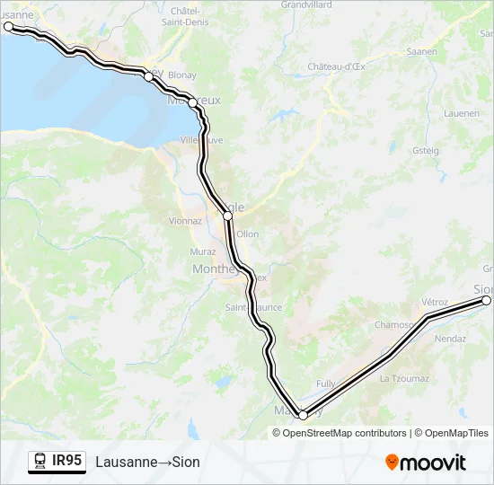 Plan de la ligne IR95 de train