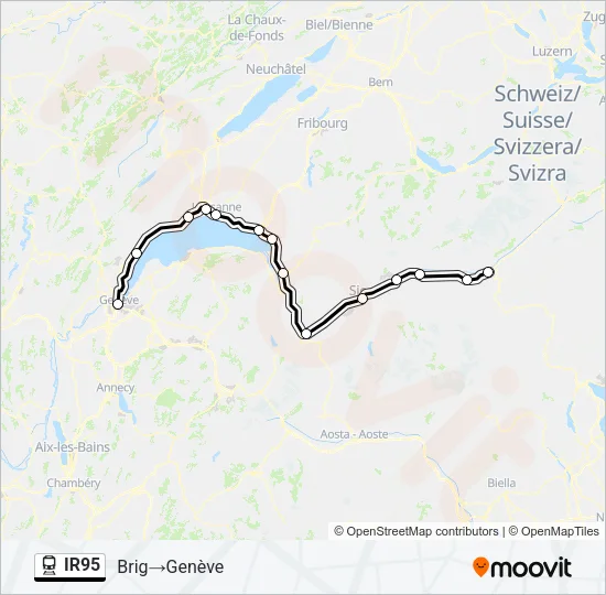 Plan de la ligne IR95 de train