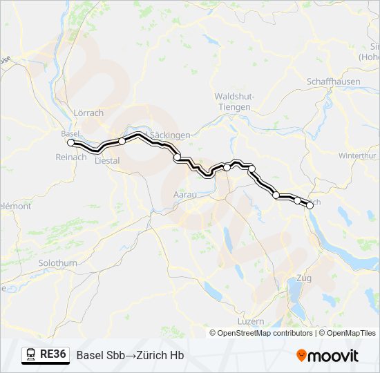 re36 Route: Schedules, Stops & Maps - Basel Sbb‎→Zürich Hb (Updated)