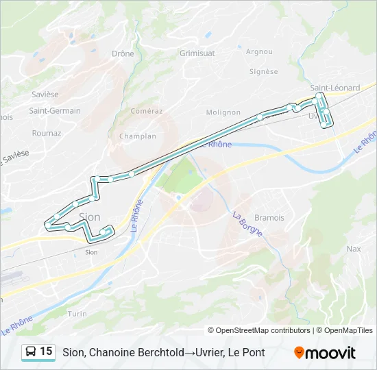 Plan de la ligne 15 de bus