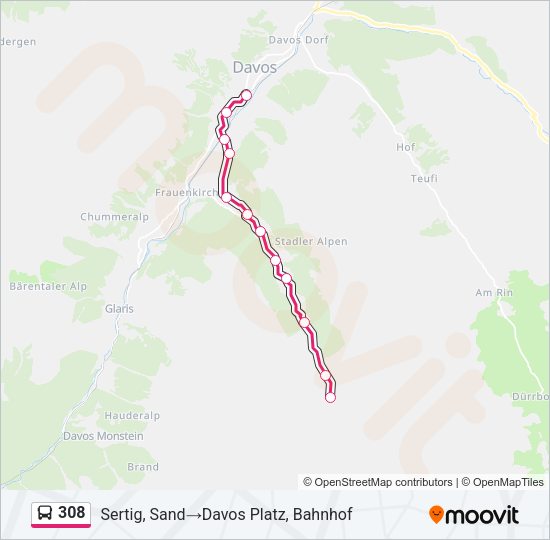 308 Bus Line Map