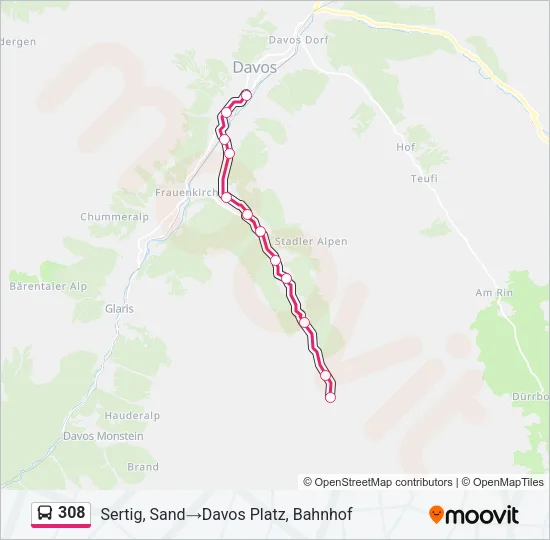 308 Bus Line Map