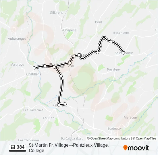 Plan de la ligne 384 de bus