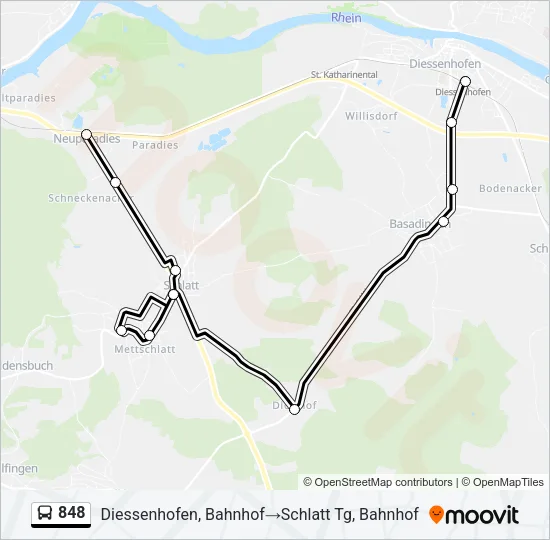 848 Bus Line Map