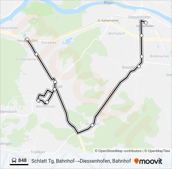 848 Bus Line Map