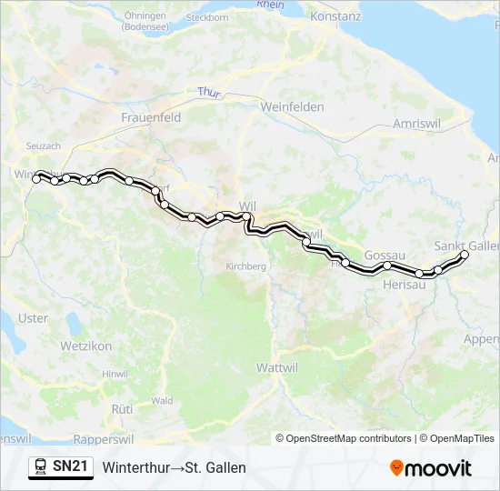 Plan de la ligne SN21 de train