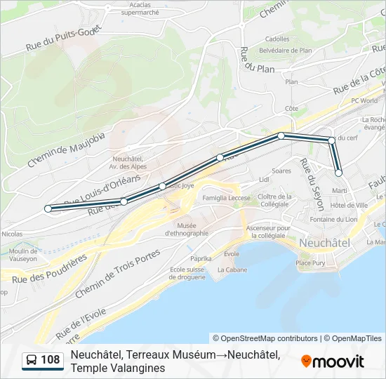 108 Bus Line Map