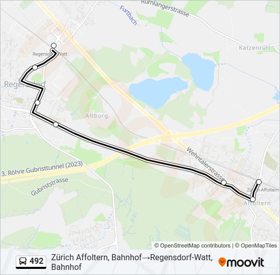 492 Bus Line Map