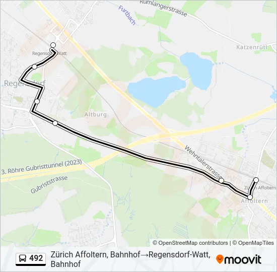 492 Bus Line Map