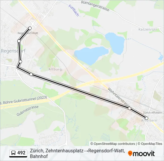 Plan de la ligne 492 de bus