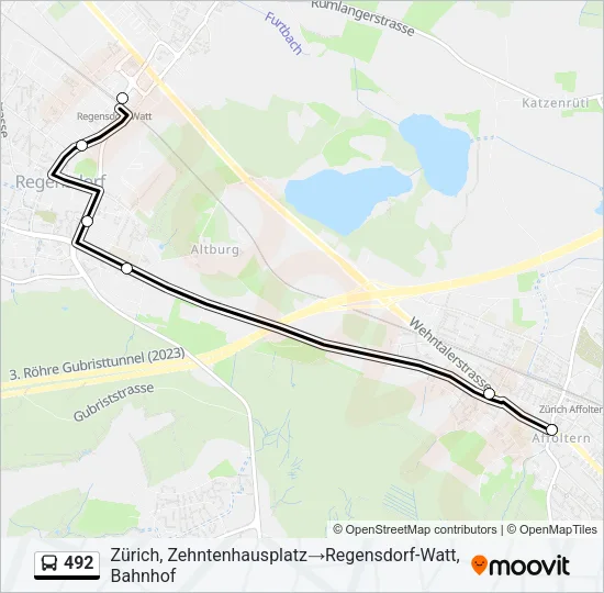 Plan de la ligne 492 de bus