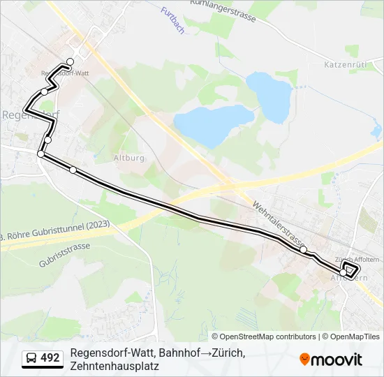 492 Bus Line Map