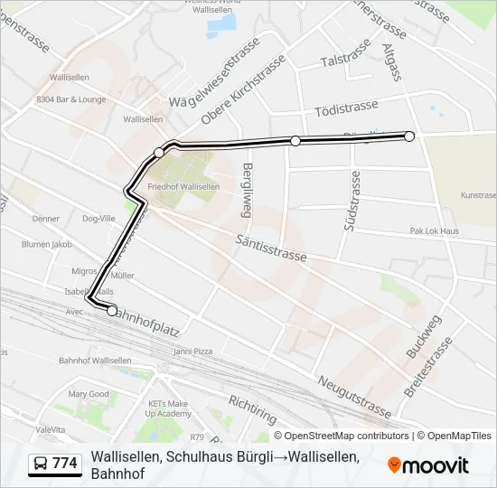 774 Bus Line Map