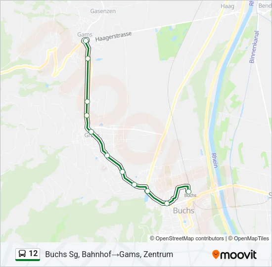Plan de la ligne 12 de bus