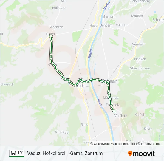 Plan de la ligne 12 de bus