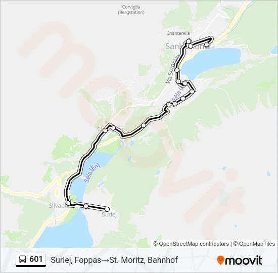 Plan de la ligne 601 de bus