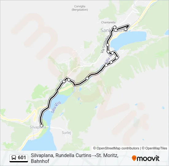Plan de la ligne 601 de bus